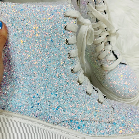 Shoes White Glitter Combat Boot Poshmark